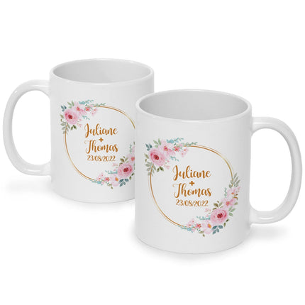 SEO. Bedruckte Tasse mit Spruch Rosenhochzeit - Weiß Linkreich
