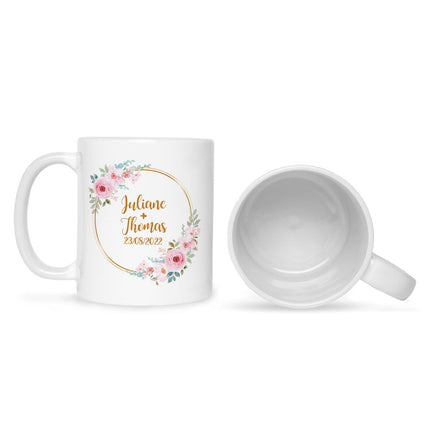 SEO. Bedruckte Tasse mit Spruch Rosenhochzeit - Weiß Linkreich