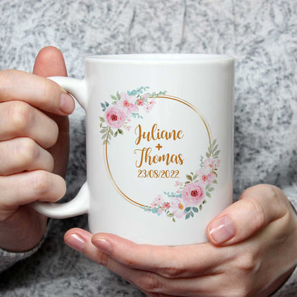 SEO. Bedruckte Tasse mit Spruch Rosenhochzeit - Weiß Linkreich