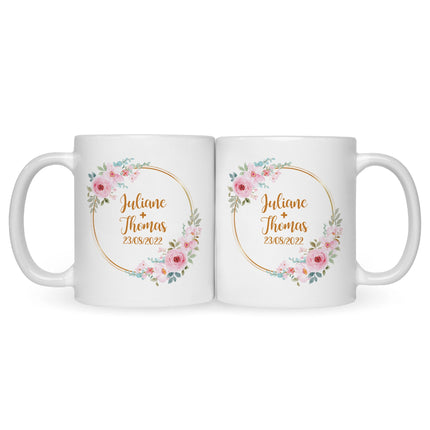 SEO. Bedruckte Tasse mit Spruch Rosenhochzeit - Weiß Linkreich