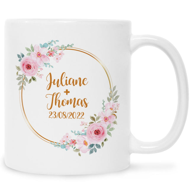 SEO. Bedruckte Tasse mit Spruch Rosenhochzeit - Weiß Linkreich