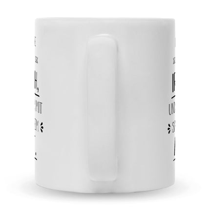 SEO. Bedruckte Tasse mit Spruch Spreche Ironisch - Weiß Linkreich