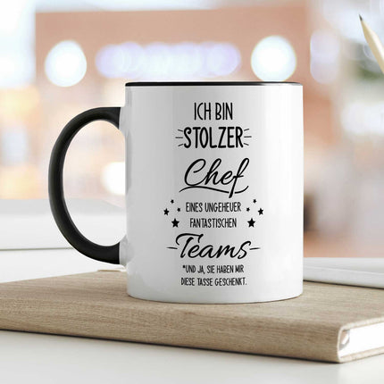 SEO. Bedruckte Tasse mit Spruch Stolzer Chef - Weiß Linkreich