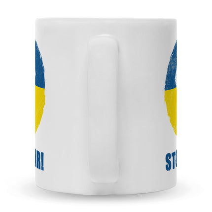 SEO. Bedruckte Tasse mit Spruch Stop War Ukraine - Weiß Linkreich