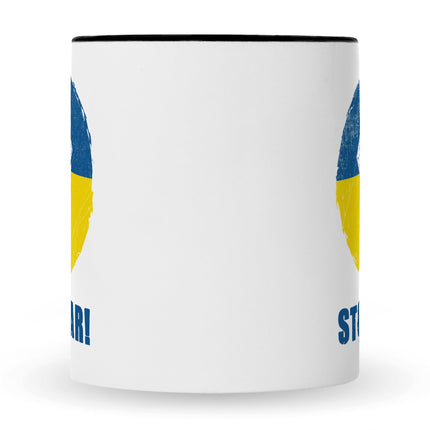 SEO. Bedruckte Tasse mit Spruch Stop War Ukraine - Schwarz & Weiß Linkreich