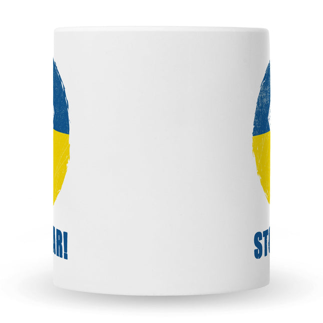 SEO. Bedruckte Tasse mit Spruch Stop War Ukraine - Weiß Linkreich