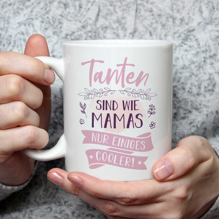 SEO. Bedruckte Tasse mit Spruch Tanten sind wie Mamas - Weiß Linkreich