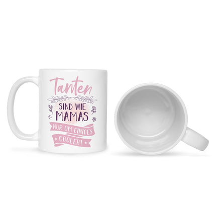 SEO. Bedruckte Tasse mit Spruch Tanten sind wie Mamas - Weiß Linkreich