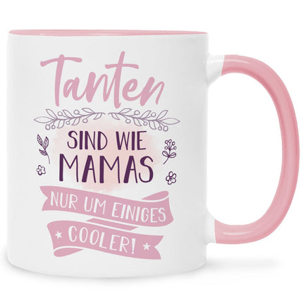 SEO. Bedruckte Tasse mit Spruch Tanten sind wie Mamas - Rosa Linkreich