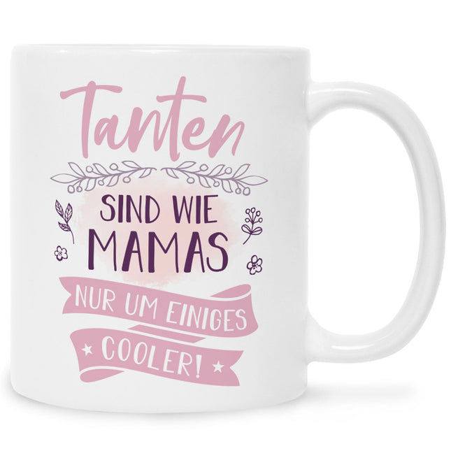 SEO. Bedruckte Tasse mit Spruch Tanten sind wie Mamas - Weiß Linkreich