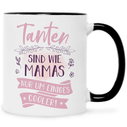 SEO. Bedruckte Tasse mit Spruch Tanten sind wie Mamas - Schwarz & Weiß Linkreich