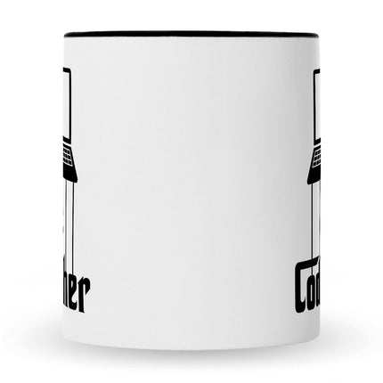 SEO. Bedruckte Tasse mit Spruch - The Codefather - Schwarz & Weiß Linkreich