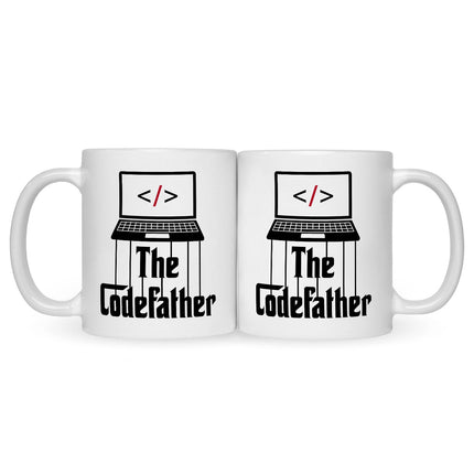 SEO. Bedruckte Tasse mit Spruch - The Codefather - Weiß Linkreich