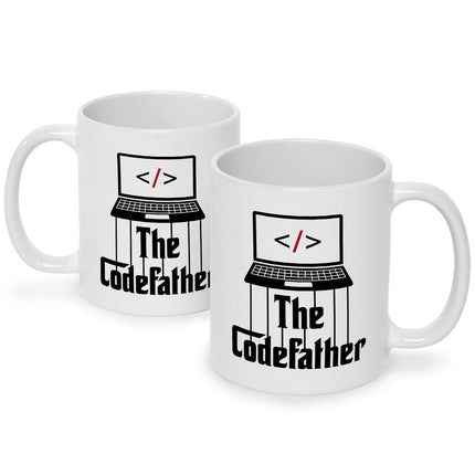 SEO. Bedruckte Tasse mit Spruch - The Codefather - Weiß Linkreich