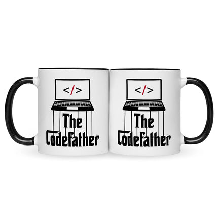 SEO. Bedruckte Tasse mit Spruch - The Codefather - Schwarz & Weiß Linkreich