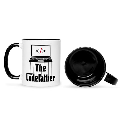 SEO. Bedruckte Tasse mit Spruch - The Codefather - Schwarz & Weiß Linkreich