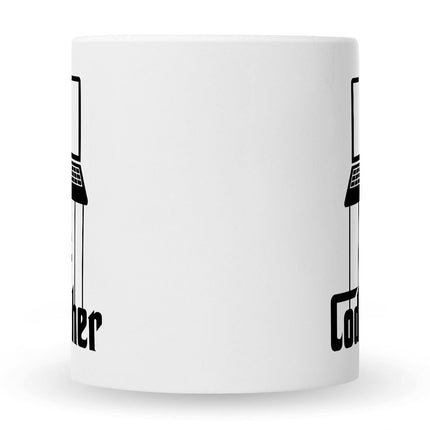 SEO. Bedruckte Tasse mit Spruch - The Codefather - Weiß Linkreich