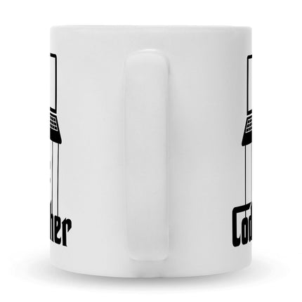 SEO. Bedruckte Tasse mit Spruch - The Codefather - Weiß Linkreich