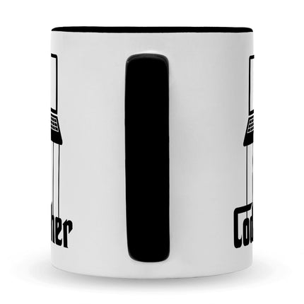 SEO. Bedruckte Tasse mit Spruch - The Codefather - Schwarz & Weiß Linkreich