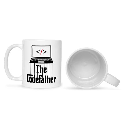 SEO. Bedruckte Tasse mit Spruch - The Codefather - Weiß Linkreich