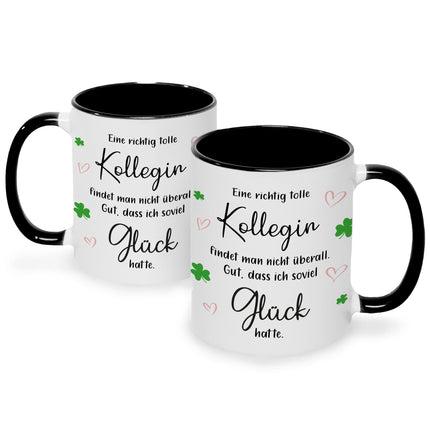 SEO. Bedruckte Tasse mit Spruch Tolle Kollegin - Schwarz & Weiß Linkreich