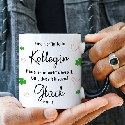 SEO. Bedruckte Tasse mit Spruch Tolle Kollegin - Schwarz & Weiß Linkreich