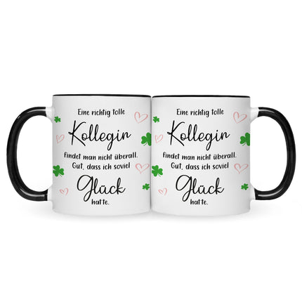SEO. Bedruckte Tasse mit Spruch Tolle Kollegin - Schwarz & Weiß Linkreich
