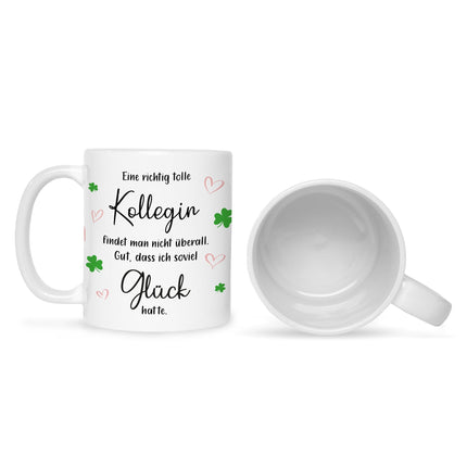SEO. Bedruckte Tasse mit Spruch Tolle Kollegin - Schwarz & Weiß Linkreich