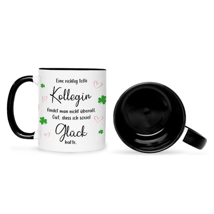 SEO. Bedruckte Tasse mit Spruch Tolle Kollegin - Schwarz & Weiß Linkreich