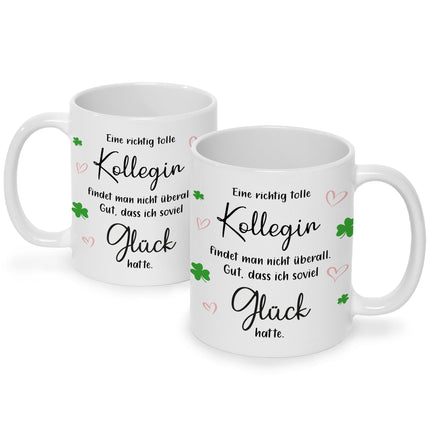 SEO. Bedruckte Tasse mit Spruch Tolle Kollegin - Schwarz & Weiß Linkreich