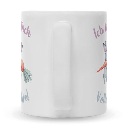 SEO. Bedruckte Tasse mit Spruch Volle Möhre - Weiß Linkreich