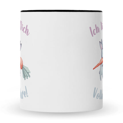 SEO. Bedruckte Tasse mit Spruch Volle Möhre - Schwarz & Weiß Linkreich