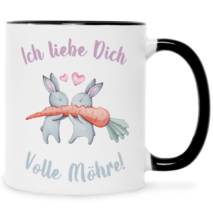 SEO. Bedruckte Tasse mit Spruch Volle Möhre - Schwarz & Weiß Linkreich