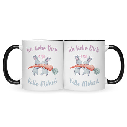 SEO. Bedruckte Tasse mit Spruch Volle Möhre - Schwarz & Weiß Linkreich
