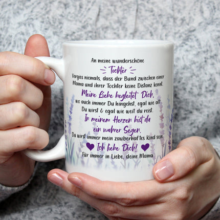 SEO. Bedruckte Tasse mit Spruch von Mama für die Tochter - Weiß Linkreich