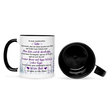 SEO. Bedruckte Tasse mit Spruch von Mama für die Tochter - Schwarz & Weiß Linkreich