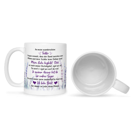 SEO. Bedruckte Tasse mit Spruch von Mama für die Tochter - Weiß Linkreich