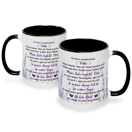 SEO. Bedruckte Tasse mit Spruch von Mama für die Tochter - Schwarz & Weiß Linkreich