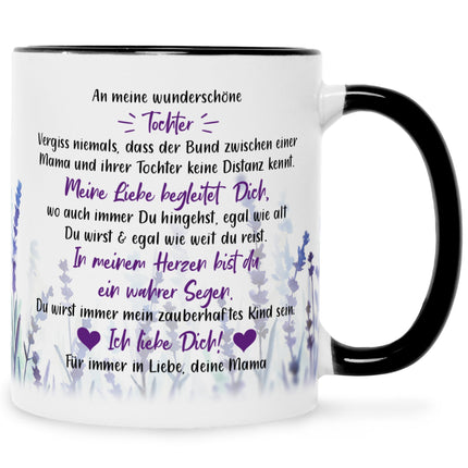 SEO. Bedruckte Tasse mit Spruch von Mama für die Tochter - Schwarz & Weiß Linkreich