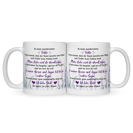 SEO. Bedruckte Tasse mit Spruch von Mama für die Tochter - Weiß Linkreich