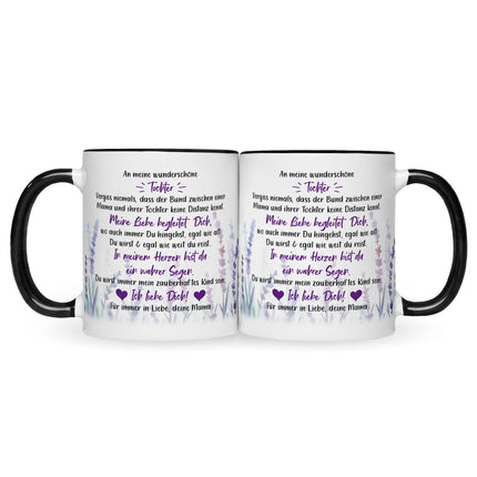 SEO. Bedruckte Tasse mit Spruch von Mama für die Tochter - Schwarz & Weiß Linkreich