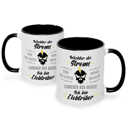 SEO. Bedruckte Tasse mit Spruch Wächter des Stroms - Schwarz & Weiß Linkreich