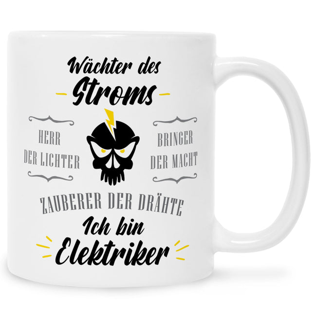 SEO. Bedruckte Tasse mit Spruch Wächter des Stroms - Weiß Linkreich