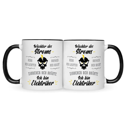 SEO. Bedruckte Tasse mit Spruch Wächter des Stroms - Schwarz & Weiß Linkreich