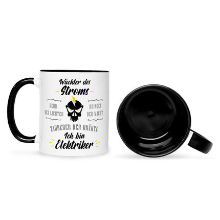 SEO. Bedruckte Tasse mit Spruch Wächter des Stroms - Schwarz & Weiß Linkreich