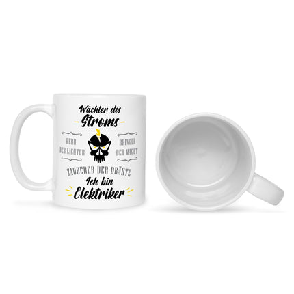 SEO. Bedruckte Tasse mit Spruch Wächter des Stroms - Weiß Linkreich