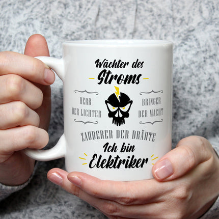 SEO. Bedruckte Tasse mit Spruch Wächter des Stroms - Weiß Linkreich