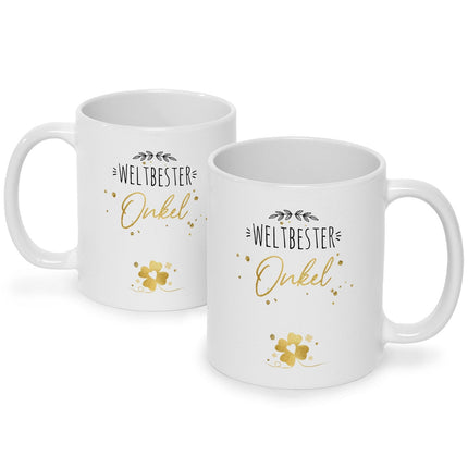 SEO. Bedruckte Tasse mit Spruch "Weltbeste" - Weltbester - Weiß Linkreich