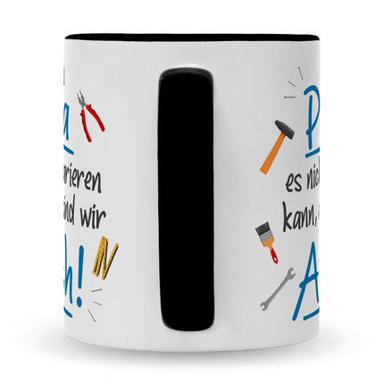 SEO. Bedruckte Tasse mit Spruch Wenn Papa es nicht reparieren kann - Schwarz & Weiß Linkreich