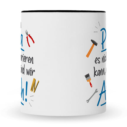SEO. Bedruckte Tasse mit Spruch Wenn Papa es nicht reparieren kann - Schwarz & Weiß Linkreich